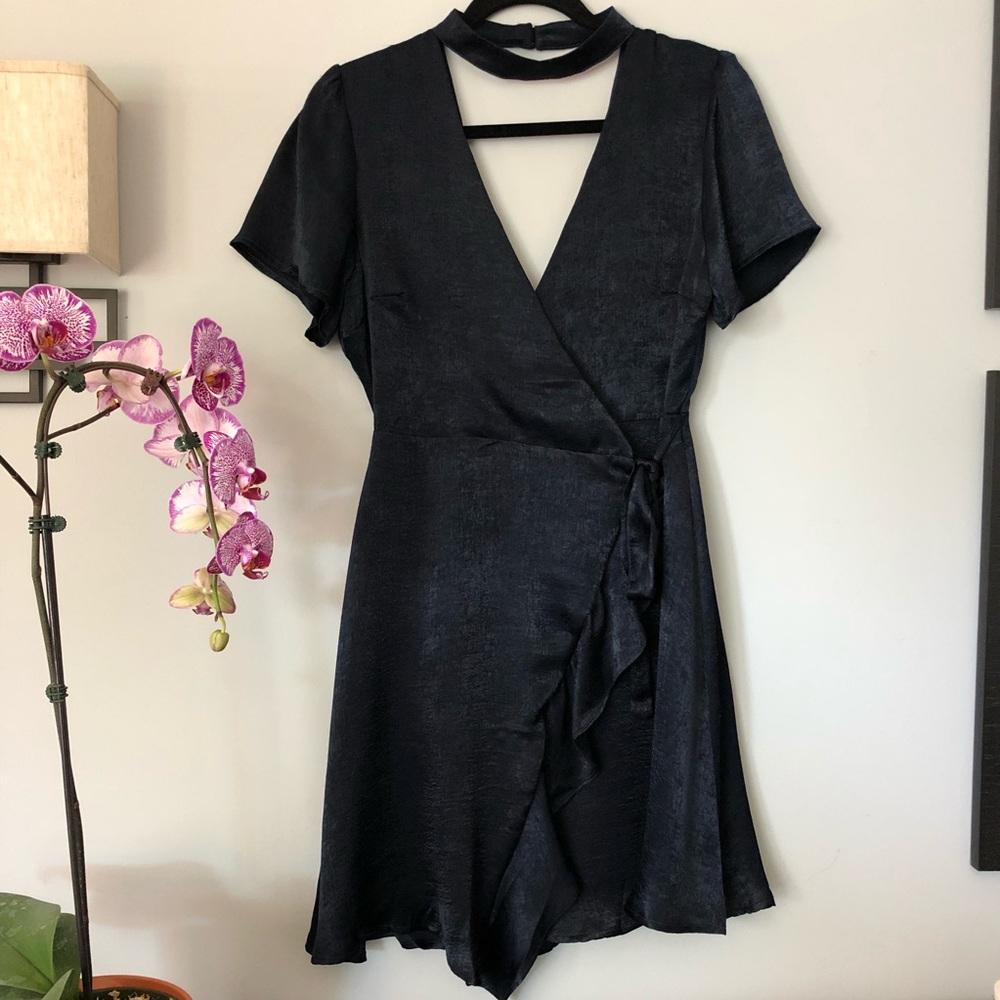 NWT Lush indigo wrap dress
